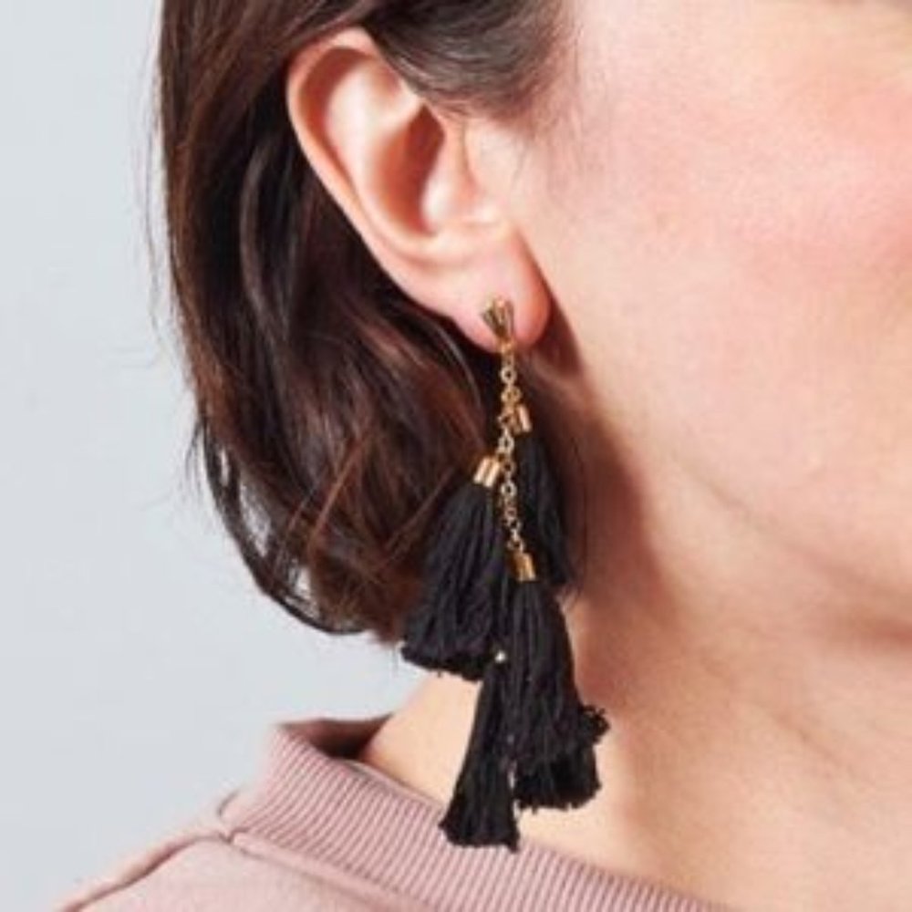 Ettika Daydreamer Tassel Earrings - Black